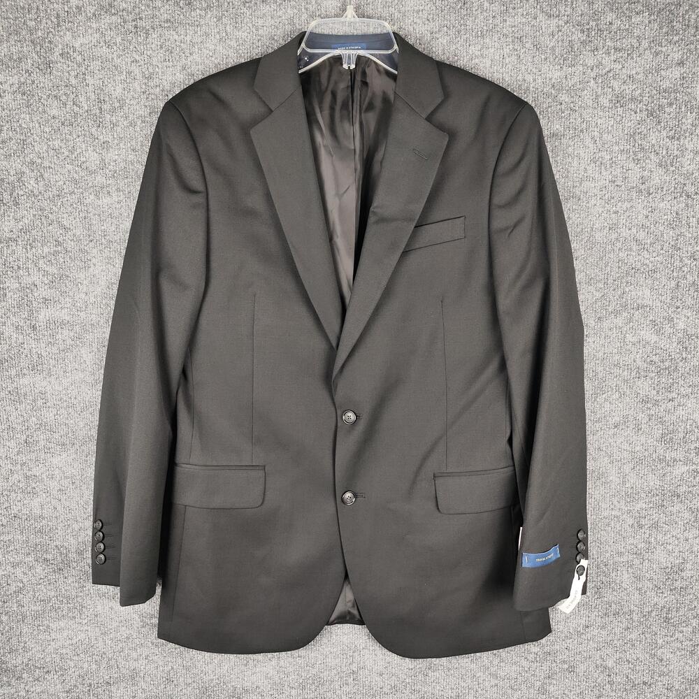 Stafford Suit Jacket Mens 40 Regular Black Wool Blend Classic Travel Stretch